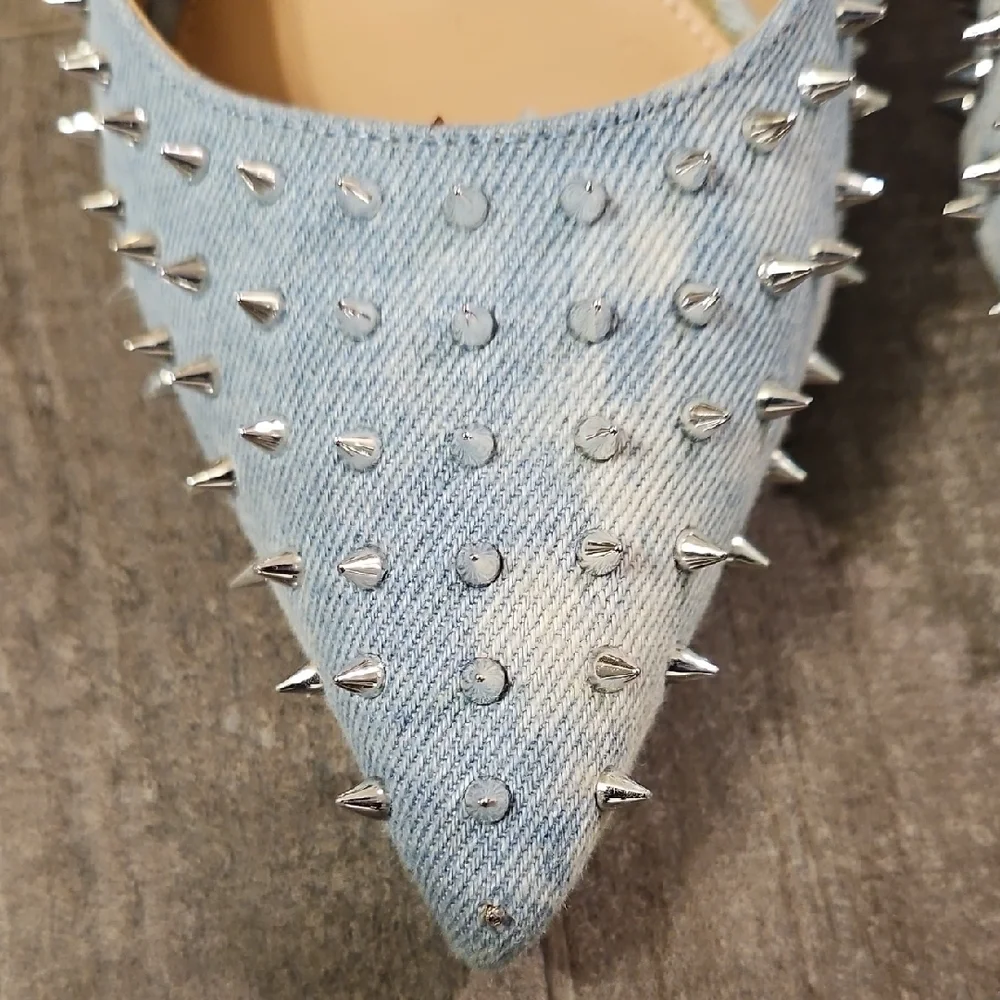 Steve Madden Vala Denim Studded/Spiked Heels - Picture 6 of 8